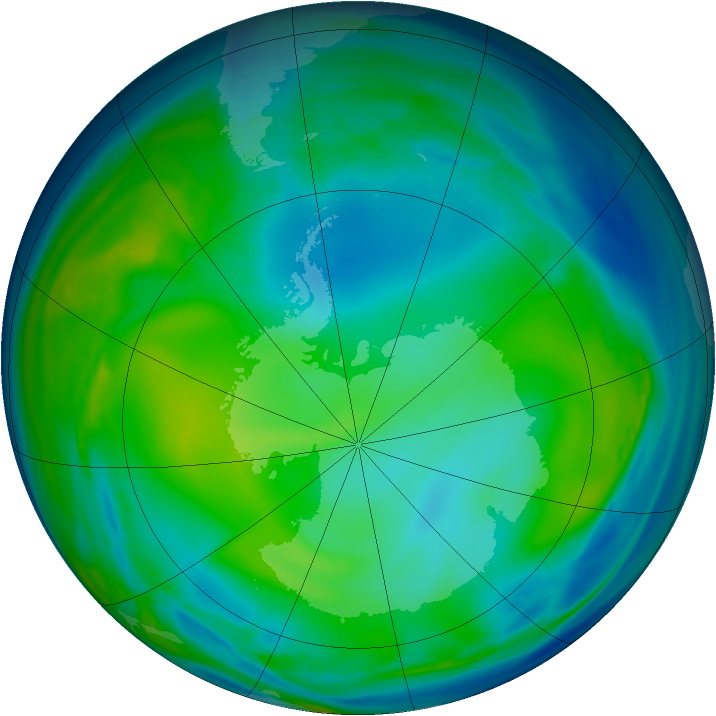 Antarctic ozone map for 29 June 2006
